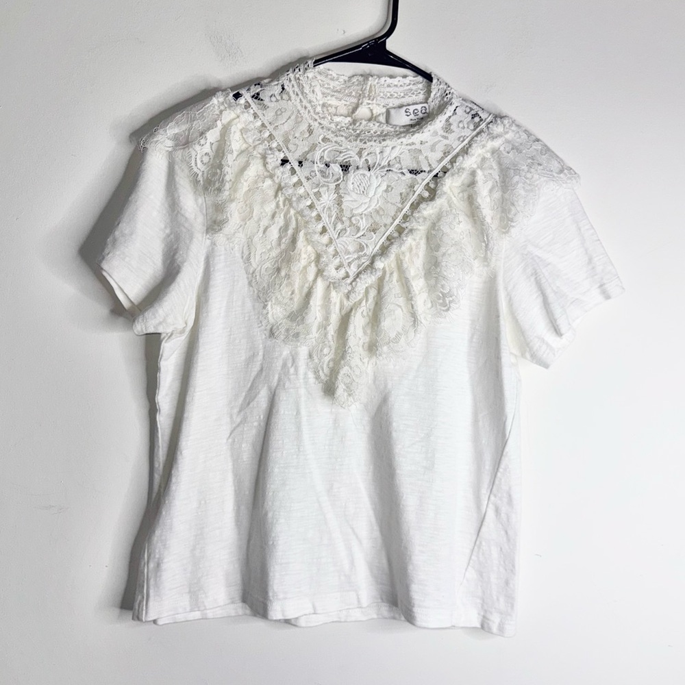 Sea New York Ruffle Lace V-Neck Blouse